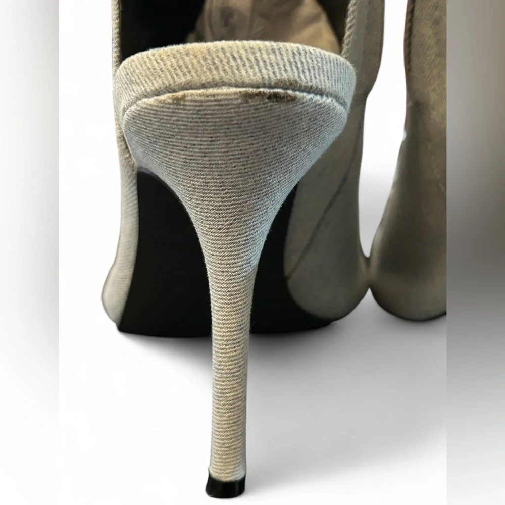 Steve Madden Denim Pointed Stiletto Zipper Peep Toe Ankle Buckle Boots Size 11 - Picture 5 of 14